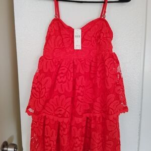 Red lace sundress XS.